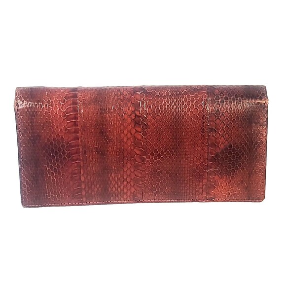 Snakeskin Clutch with Gold Chain Brown Snake Shoulder Bag Purse 70's Very Nice - Picture 3 of 16